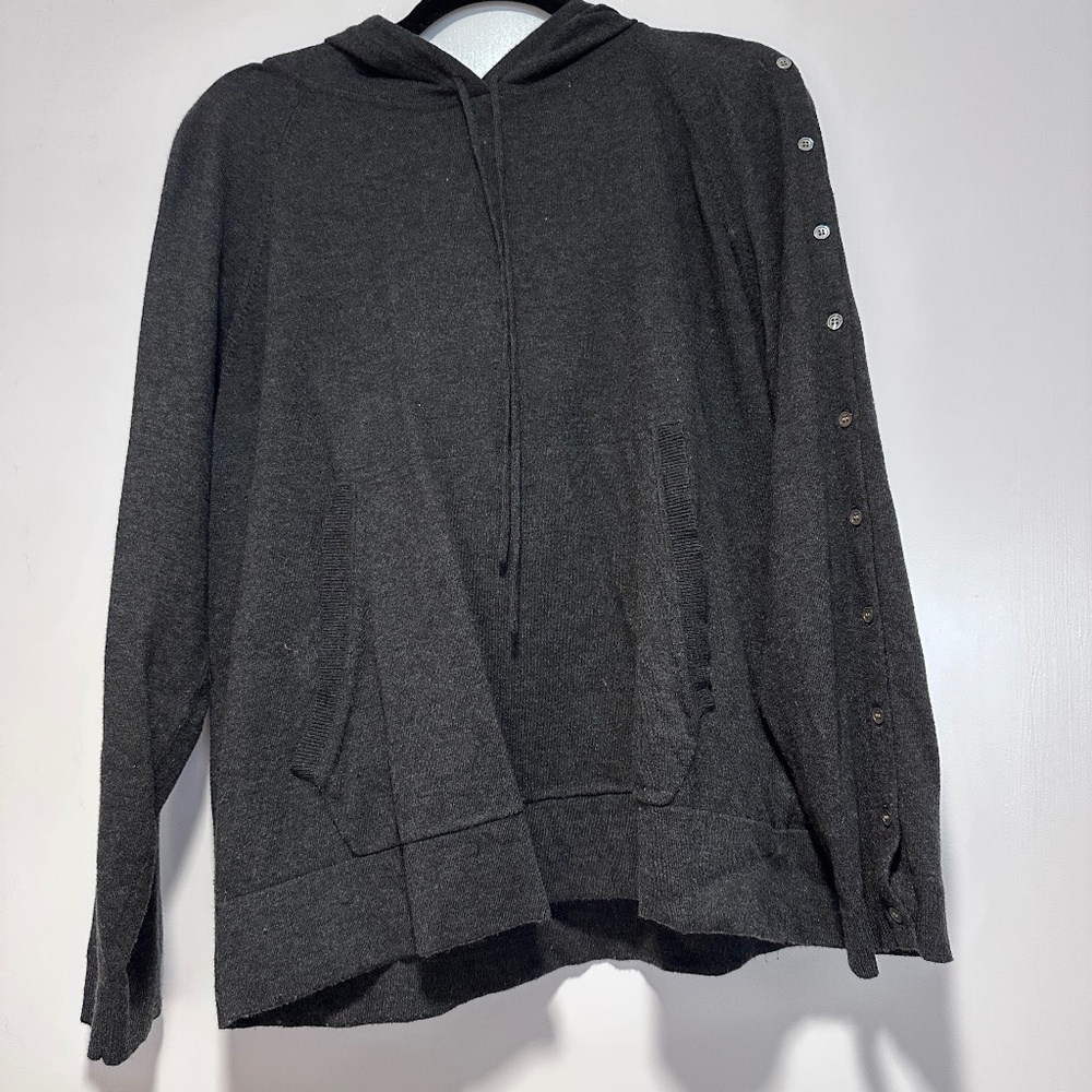 Elliott Lauren Gray Button Sleeve Hoodie